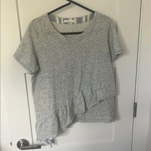 Gray Ruffle Hem Short Sleeve Top